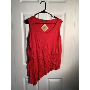 Kim & Cami Layered Asymmetrical Red Tank